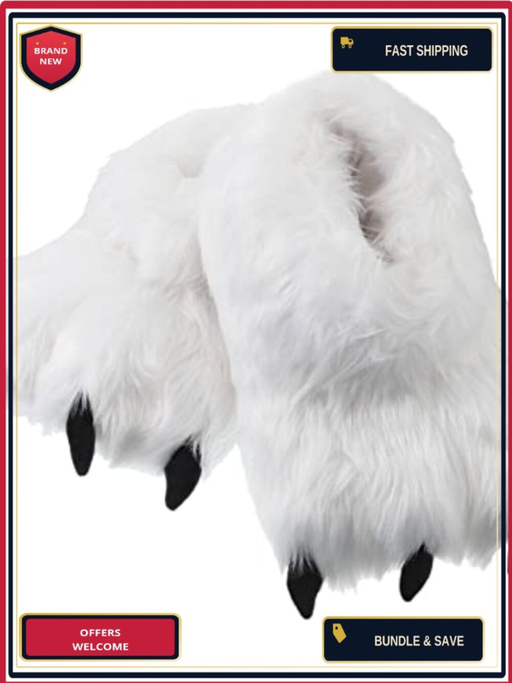 Fluffy Animal Paw Slippers Plush Bear Claw Anti Slip Winter House Shoes